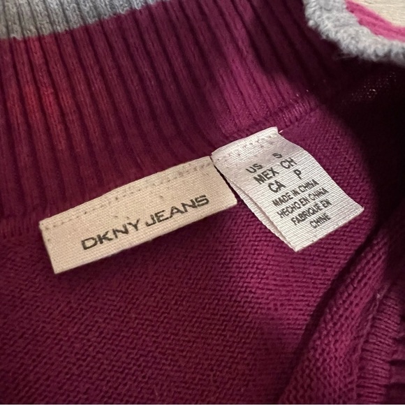 y2k Vintage DKNY Grape Purple 1/2 Zip Long Sleeve Ribbed Rhinestones Bling S - Picture 4 of 9